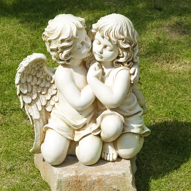 2pcs/set Cupid Statue Couple Angel Art Sculpture Resin Craft Home