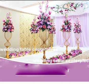 

New design 90cm height wedding gold decoration flower stand walkway