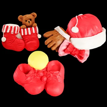 

New Year Silicone Fondant Molds Christmas Series Silicone Chocolate Model Shoes Hat Gloves Silicone Mold Socks Hand Soap Making