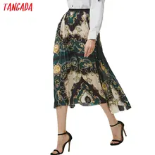Tangada винтажная юбка плиссированная юбка юбка плиссе юбка с принтом цветная юбка юбка миди длинная юбка юбка ниже коленаQJ11