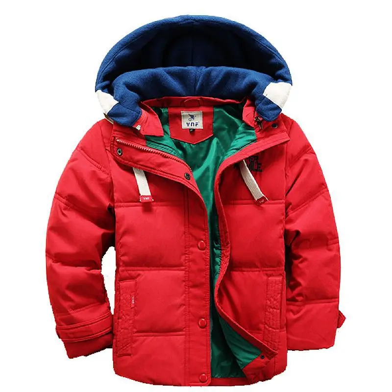 Коллекция года, одежда для маленьких мальчиков зимняя куртка для мальчиков детская верхняя одежда Лоскутные детские куртки с капюшоном для мальчиков и девочек, пуховое пальто 4 цвета - Цвет: yellow