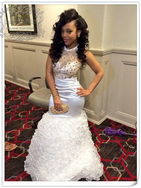 white mermaid evening gown