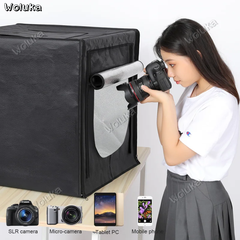 

Mini Photo Studio Lightbox Tabletop Shooting Folding Studio Portable Tent 60cm Soft Box 160 LED Photography Light Kit CD50 T03
