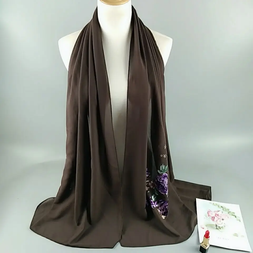 Q1 высокого качества с цветочным принтом bubble шифон хиджаб шаль женщины шарф шарфы 180*75 см 10 шт./лот