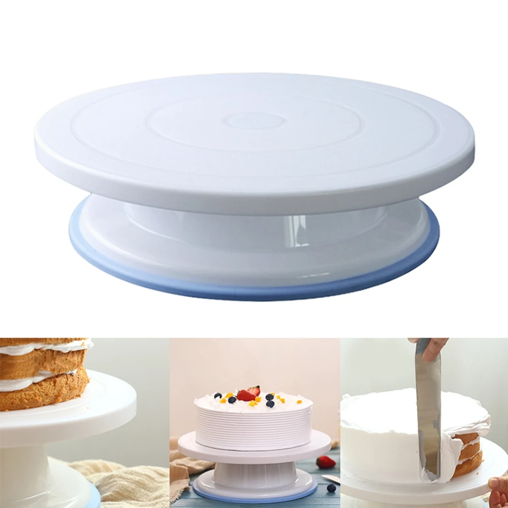 Pawaca 1pc 27.5cm Plastic Cake Turntable Rotating Anti skid Round Cake