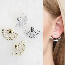 Подлинный подлинный штамп, серебро 925 пробы, двухсторонняя куртка, весенние серьги с цветочным узором для девочек