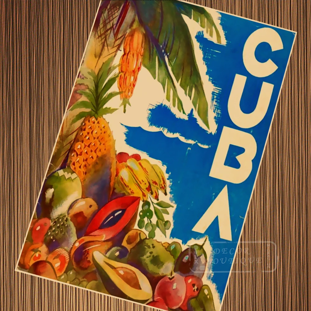 Vintage Cuba Travel Tourism Cuban Fruits Retro Poster Canvas Painting