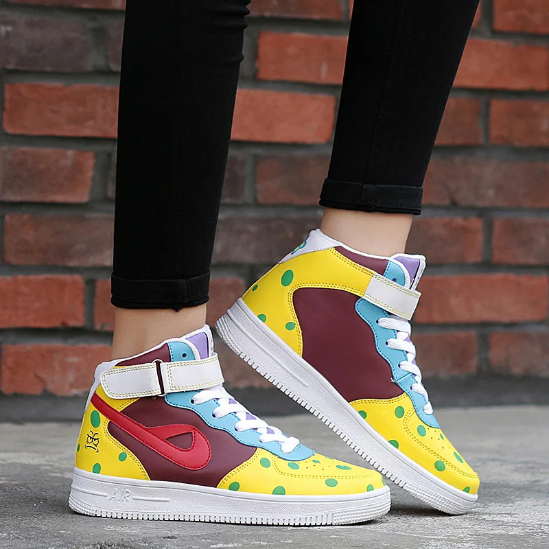 

New Korean Version of 100 Sets of Fashionable Sneakers, Color Matching High-top Fashion Women's Shoes