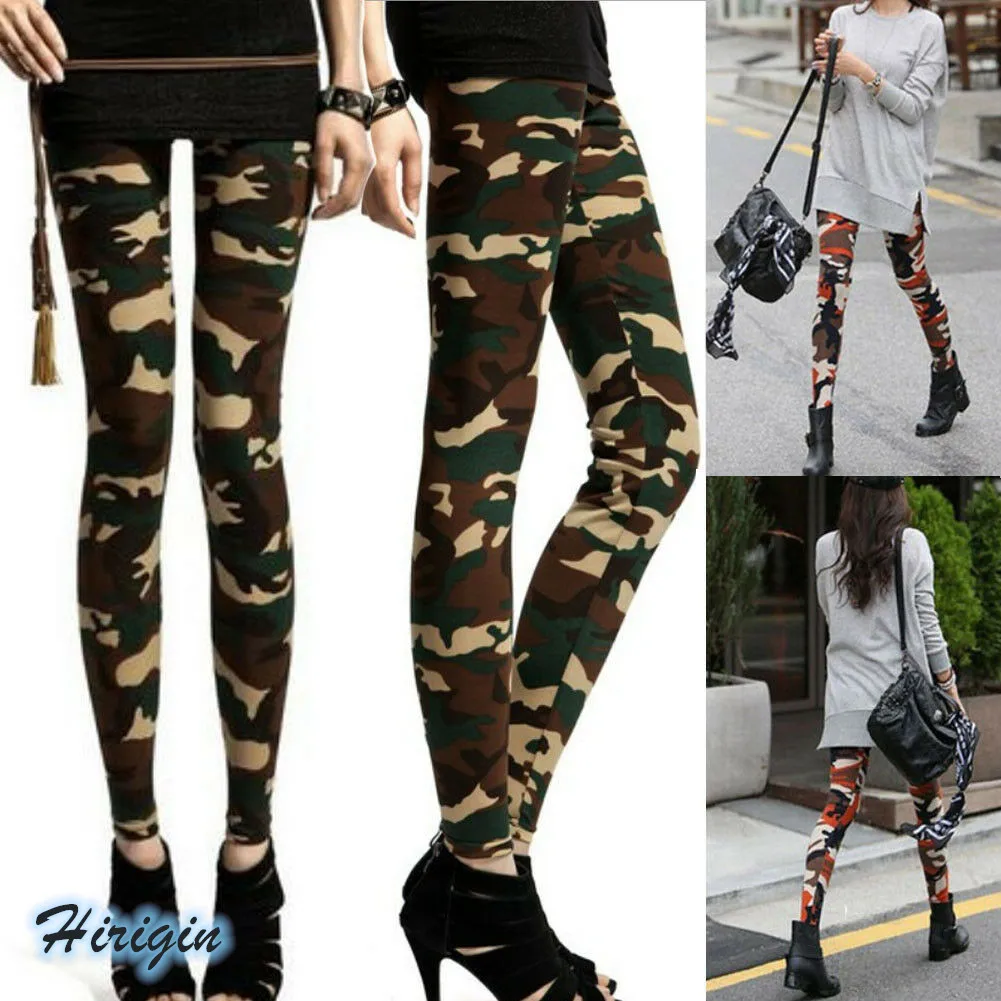 

Women Casual Leggings HOT Women Summer Casual Elastic High Waist Fitness Exercises Camouflage Leggings
