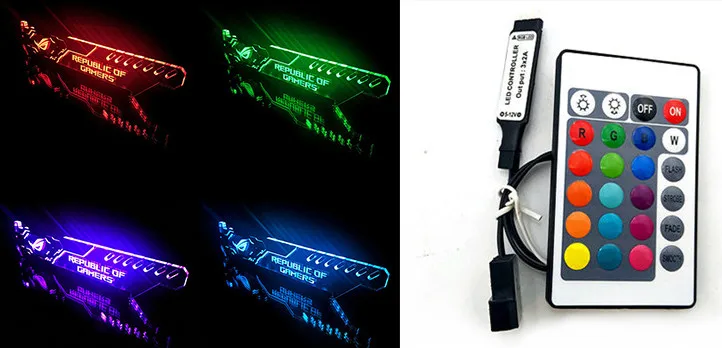 Чехол для видеокарты с поддержкой GPU акриловый+ металлический цветной зеленый/красный/синий/белый/RGB/Aurora светодиодный ASUS AURA Mobo SYNC - Цвет лезвия: RGB(Controller)
