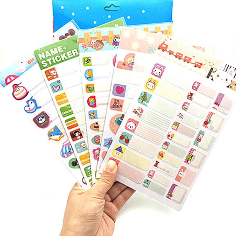 2sheets Cartoon Name Stickers Waterproof Decals Multicolour Labels Tags