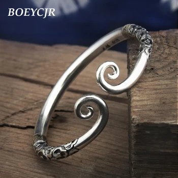 

BOEYCJR S999 Sterling Silver Bangles&Bracelets Fine Retro Jewelry Handmade Original Monkey King Series Open Bangle for Woman