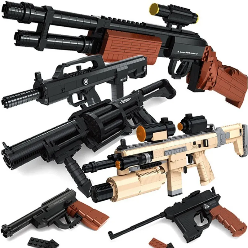 Строительный блок игрушечный пистолет может снимать пистолет с резиновой лентой военный ветер пластиковые строительные блоки Спорт на открытом воздухе креативный подарок для детей