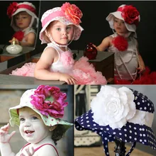 WD0039, дети цветочные вс hat летний пляж cap девушки хлопка младенца шлемов горошек цветок тропический шлем sunbonnet