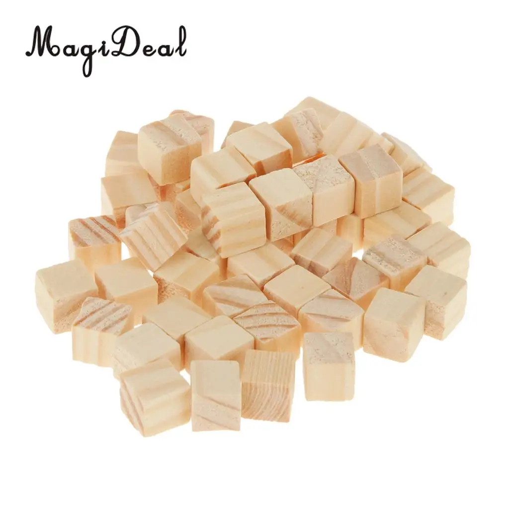 MagiDeal High Quality 50Pcs Wooden Square Tiles for Crafts Wood Family Fun Board Games Great Crafting Accessory Children Gifts