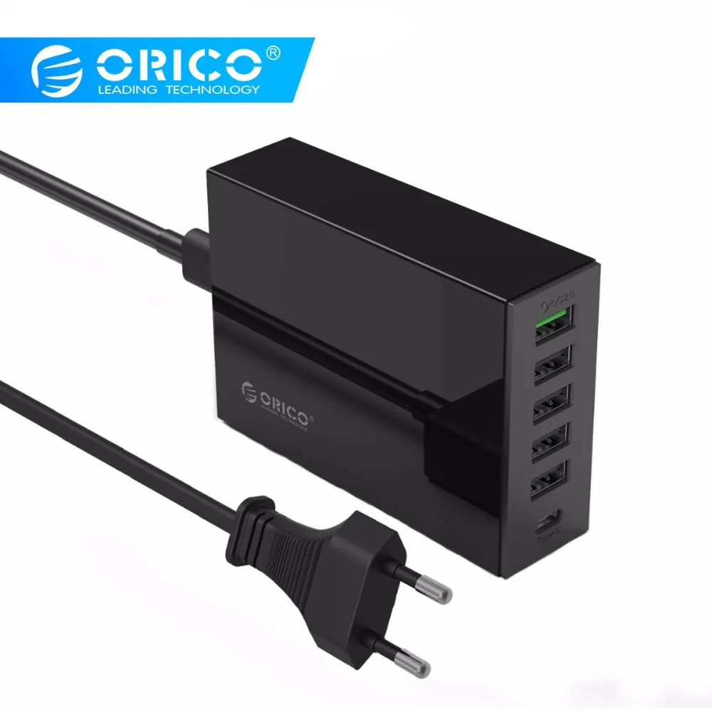 

ORICO Type-C QC2.0 Quick Charger 6-ports Charger 5V2.4A 9V2A 12V1.5A Mobile Phone Charger for iPhone Samsung S6 SONY HTC