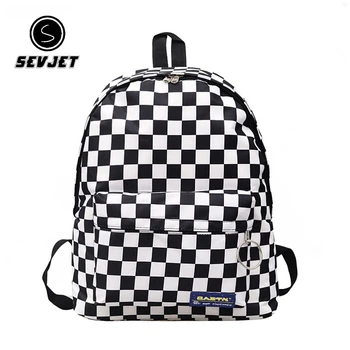 

2019 Unisex Backpack Plaid Nylon Female Travel Daypack Laptop Book Schoolbags Feminina School Casual Rucksack Mochila CJ891