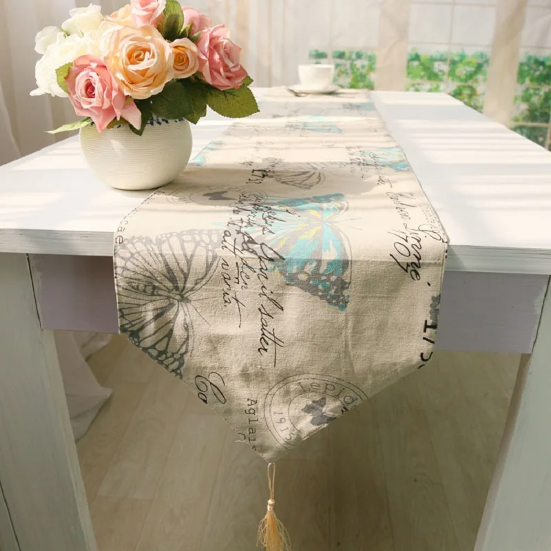 WLIARLEO Table Runner With Tassel Scenic Butterfly table runners Home
