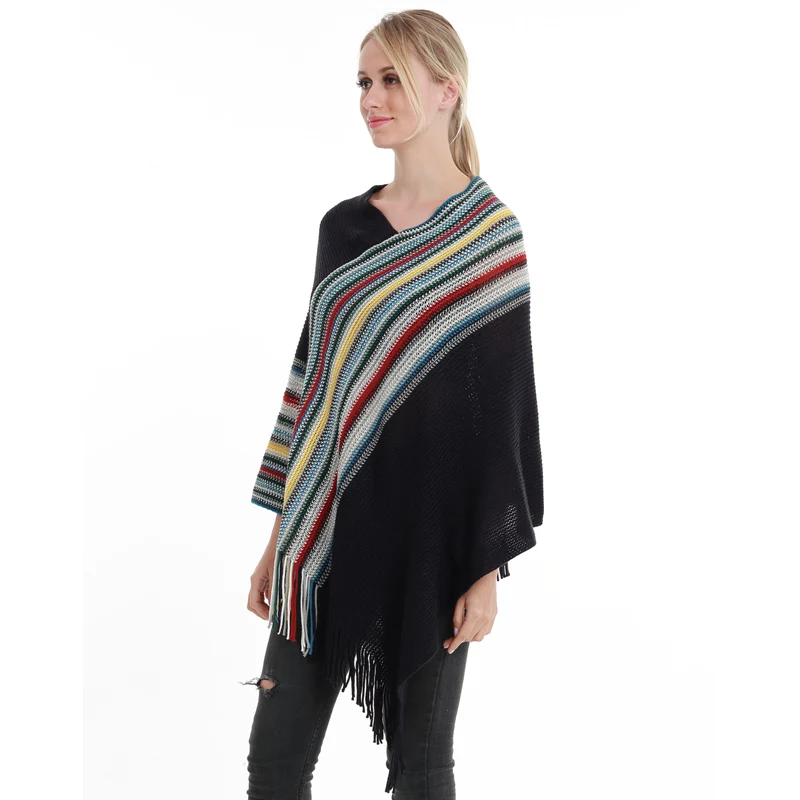 New Arrive Fashion Women Poncho Tassel Sweater Plaid Stripe Pulloer Kintted Women Sweaters And Pullovers New Arrive Fashion Women Poncho Tassel Sweater Plaid Stripe Pulloer Kintted Women Sweaters And Pullovers
