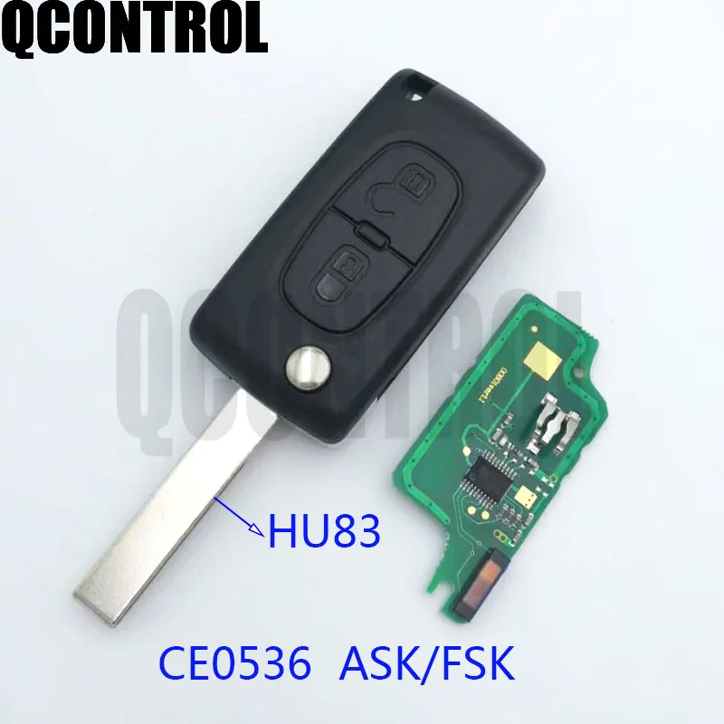 QCONTROL Автомобильный Дистанционный ключ для PEUGEOT 207 208 307 308 408 Partner(CE0536 ASK/FSK, 2 кнопки HU83