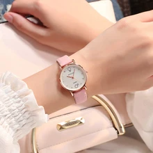 2018 relojes de moda para mujer, reloj de cuarzo de marca para mujer, correa de cuero para mujer, reloj Vintage marrón Rosa Retro, reloj de pulsera Dropship