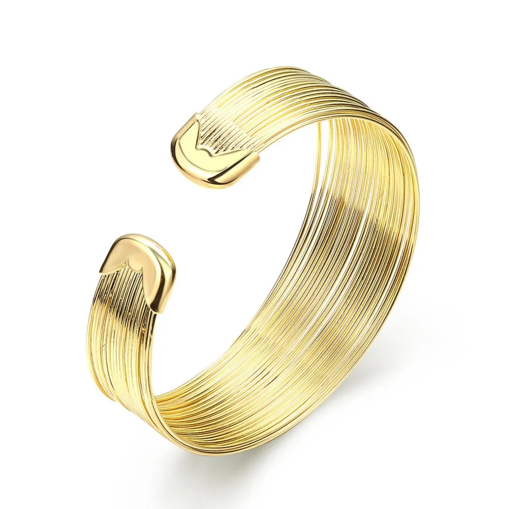 

k Gold Bracelets 18 Classic Hot Open Wide Women Bracelet Gold Color Wedding Charm Bangle Luxury Shiny Jewelry For Women Love