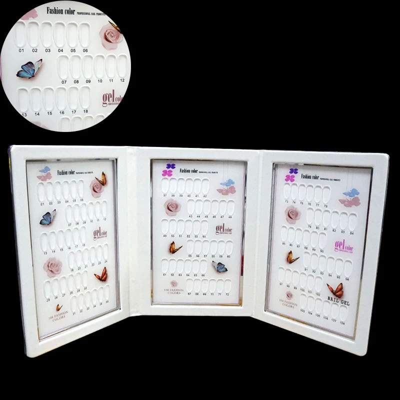 

Acrylic Nail Display Book Nail Gel Polish Art Display Board 108/180 Colors Nail Display Book Manicure Tools With Full Nail Tips