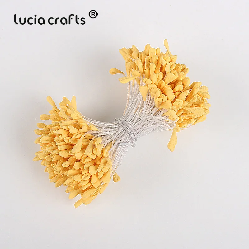 Lucia crafts 330 шт 3 мм Высокое качество матовый двойной цветок с головками stamen pistil украшения торта ремесло DIY C1202 - Цвет: C14 Orange