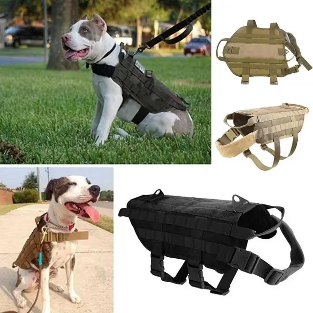 Tactical Dog Vest Harness Military Molle Army Green Harness For Small Medium Large Dogs Patrol Training Size S M L XL
