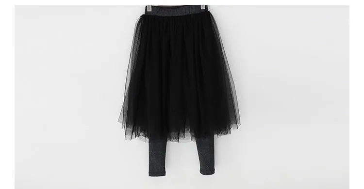 fashion girls leggings with long mesh skirt pants black teenagers baby kids leggings for girls 2017 spring autumn children pants clothing (4)
