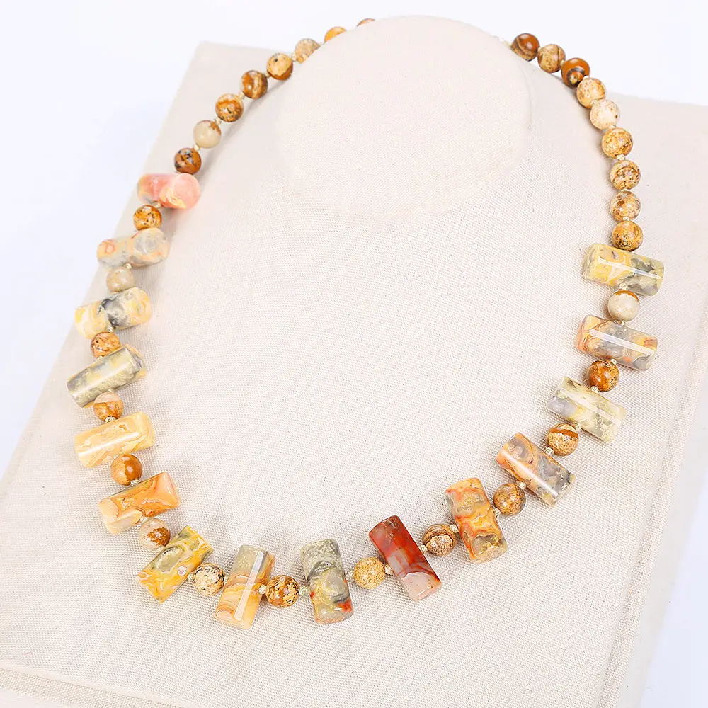 Original Charm Agate Rough Colorful Jade Big Necklace Women Crystal Statement Jewelry Female Choker Stone Reiki Power Gem Gift huismerk kopen in de aanbieding
