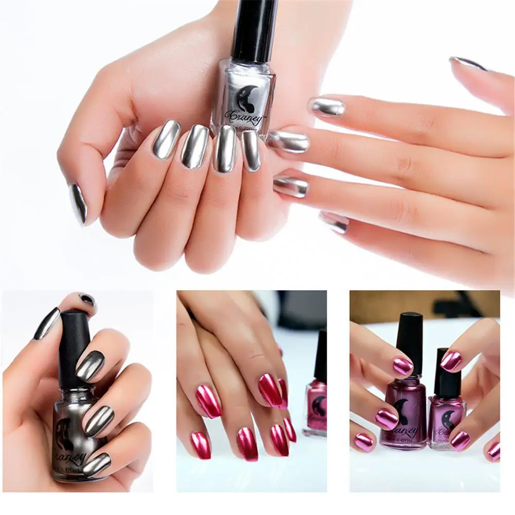 Glitter Metallic Nail Polish Mirror Effect Chrome Varnish Lacquer Manicure Mental Flash Base Art Solid Color Glue | Красота и