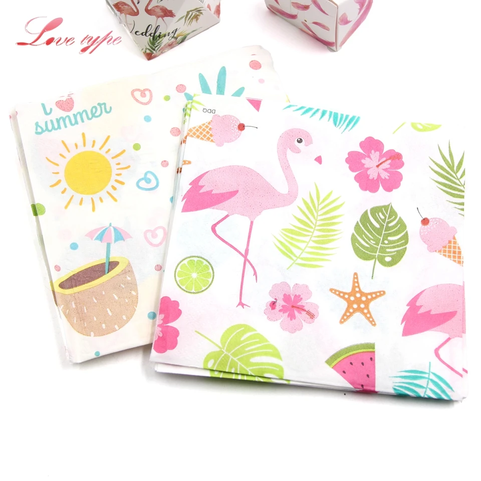 

New!20PCS Hawaiian Flamingo Paper Napkin 100% Virgin Wood Tissue Paper Napkins Home Wedding Decorations Birthday Party Supplies