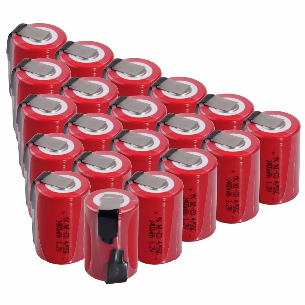 20 шт. 4/5 SC 1400mah 1 2 v аккумулятор NICD аккумуляторы для электрических отверток 3 см *