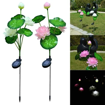 

3 Solar LED Lotus Flower Lights Garden Lawn Outdoor Artificial Lotus Landscape Insert Lights LKS99