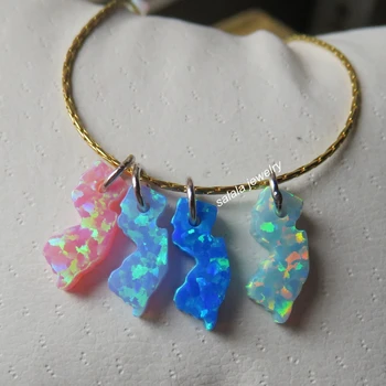 

100pcs/Lot Mix Colors NJ Pendant 5.6x13mm NJ Opal Charms 925 Sterling Silver New Jersey NJ Fire Opal Pendant without Chain