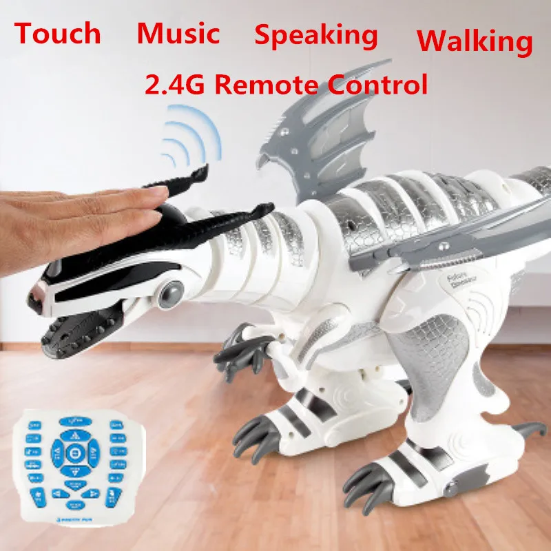 

2.4G Remote Control High Simulation Intelligent Dinosours 30368 Touch Sensor Dancing Walking Speaking Fighting Dinosaur Robot