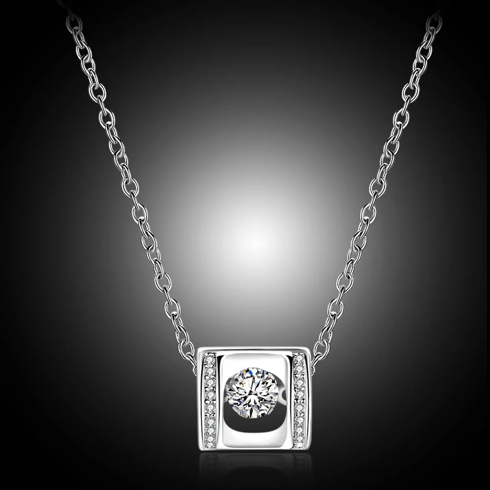 Creative Cool Zircon Square Pendant Necklace For Women Necklaces