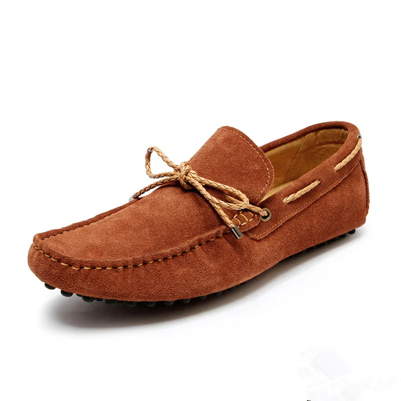 US Size 6 10 NEW suede Leather tie Men s round toe slip on loafer Moccasin