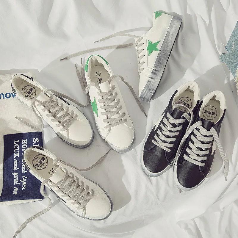 JINBEILEE Spring and Autumn  Dirty Shoes Stars Wipe Dirty Retro Old Women's Sports skateboarding Shoes Low To Help