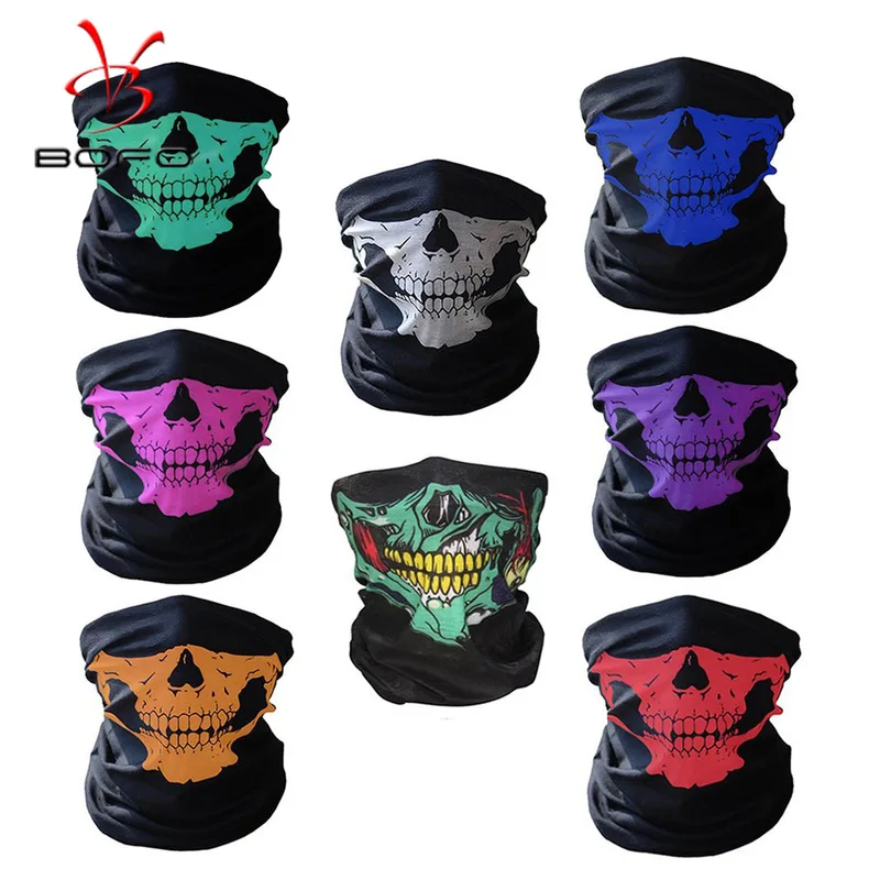 

Multicolor Skull Face Mask Outdoor Riding Mask Bicycle Ski Skull Half Face Mask Ghost Scarf Use Neck Warmer Halloween Skull Mask