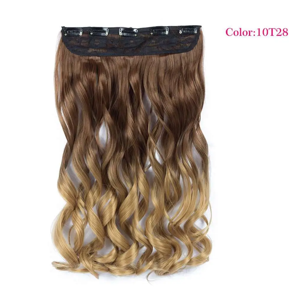 Valenwigs длинные волнистые волосы одна часть Клип В синтетических волос для наращивания 2" омбре парик шоколадный коричневый блонд Natual Цвет для женщин - Цвет: P18/22