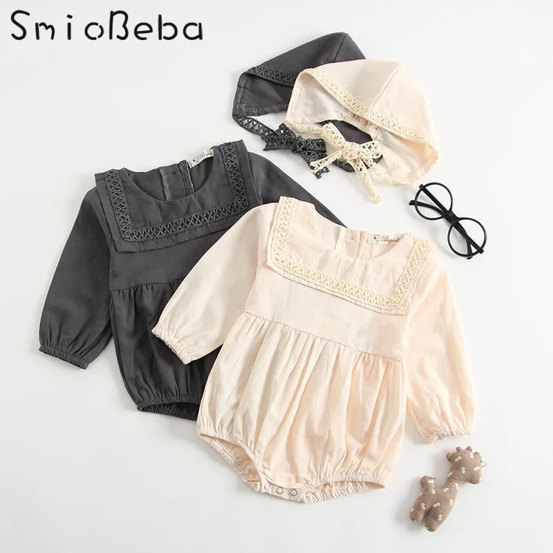 Buy 2018 Autumn Beige Baby Rompers with Hats Newborn