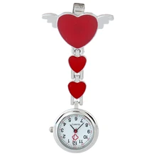 Gnova Платиновые металлические часы медсестры ангельские крылья сердце Шарм Женская медицинская брошь часы белый крест аналоговые кварцевые часы A858