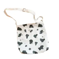 2019 симпатичные корова печати холщовая сумка Корейская версия Девушки Мягкая сестра Диагональ крест сумка на молнии зеленая сумка для