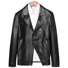 Новая кожаная куртка мужская мотоциклетная байкерская куртка из натуральной овечьей кожи черная куртка из натуральной кожи Мужская Куртка jaqueta de couro