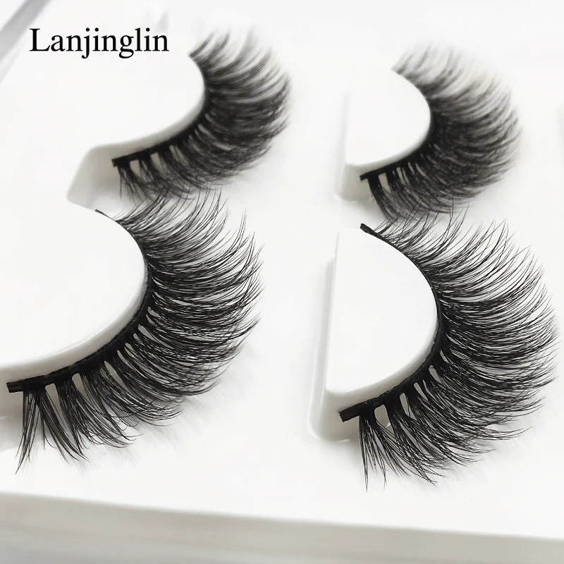

LANJINGLIN 3 Pairs Thick 3d Mink Lashes Extension Natural Long False Eyelashes Makeup Mink Eyelashes Fake Lashes #3D-X19