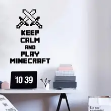 Art design cheap home decoration keep calm and play minecraft wall sticker removable vinyl home decor game decals living room