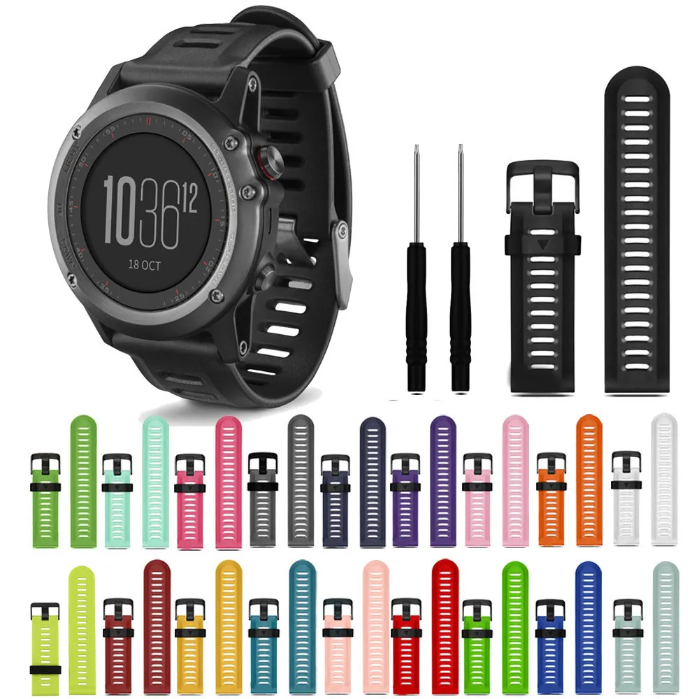

Susenstone 19 Color Silicone Watchband Horloge Bandjes Bracelet +Watch Strap Tool Saat Kordonu Silikon For Garmin Fenix 3 Hr