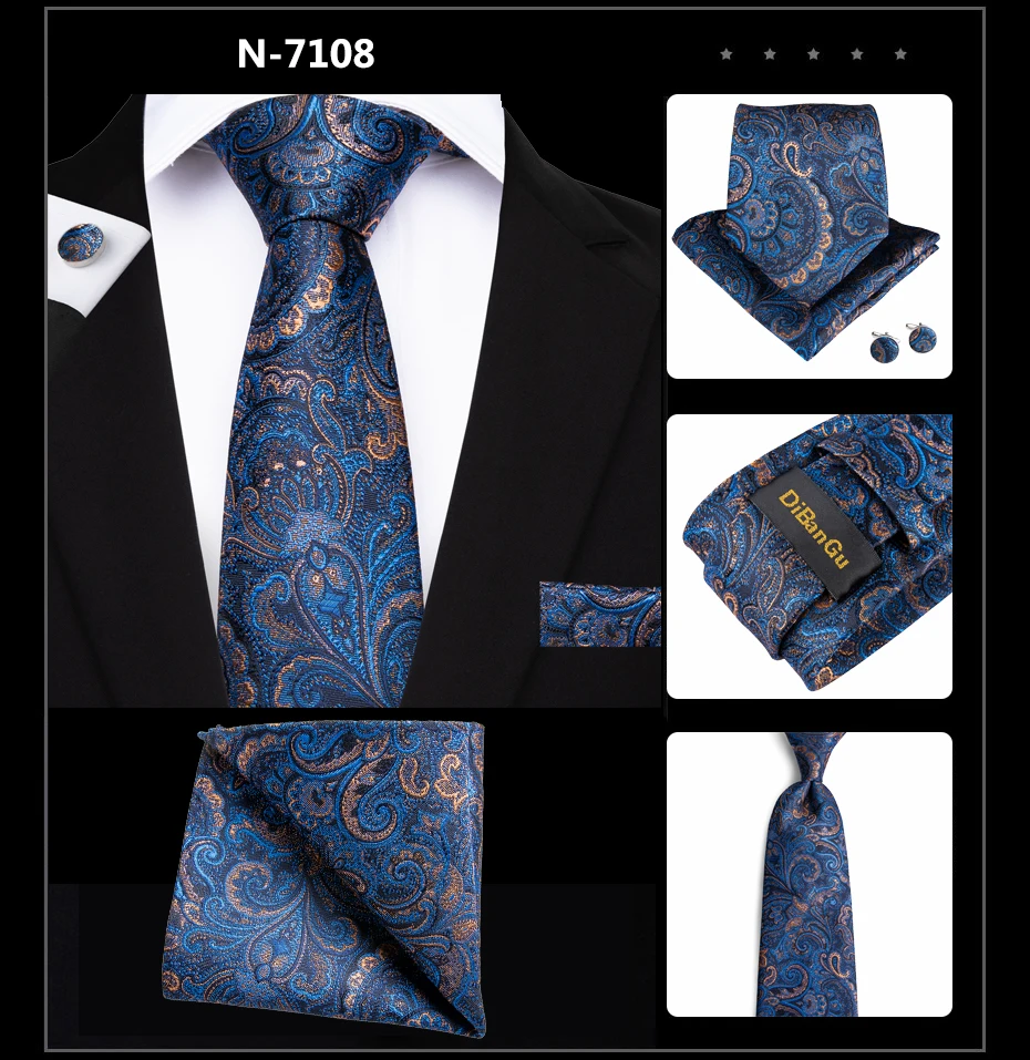 DiBanGu, 15 видов стилей, голубой, бирюзовый, мужской галстук, Hanky, запонки, брошь, набор, Шелковый, мужской галстук, 8 см, широкие галстуки для мужчин, бизнес, формальный, свадебный